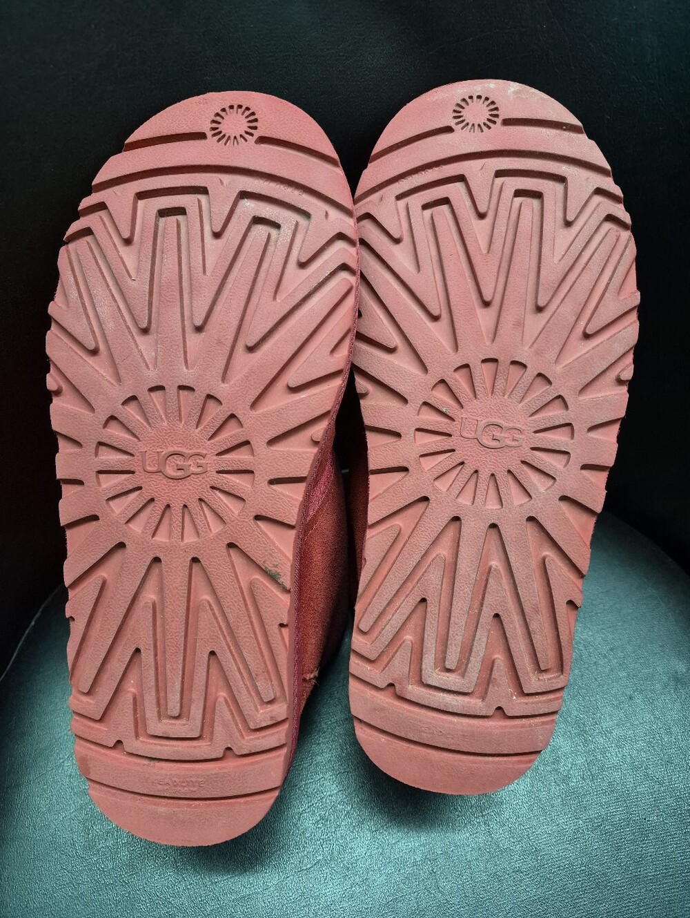 UGG Red Suede Lace-Up Ankle Boots - Picture 7 of 7